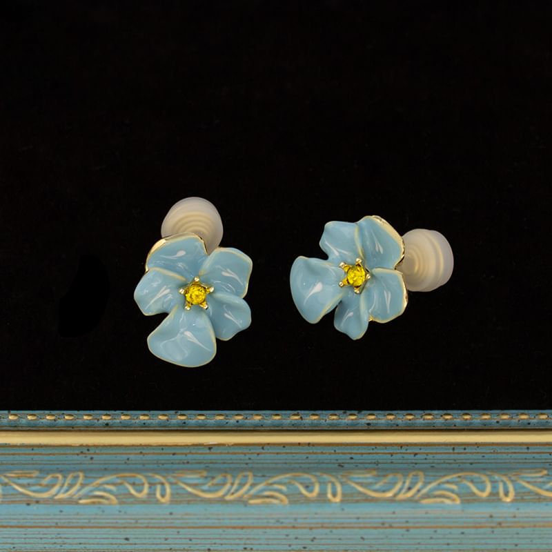 Stud Alloy Ear / Glaze Floral Cuff Earring