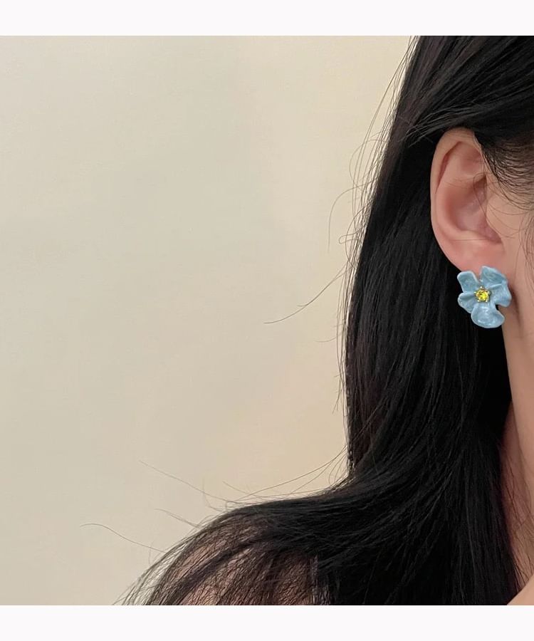 Stud Alloy Ear / Glaze Floral Cuff Earring