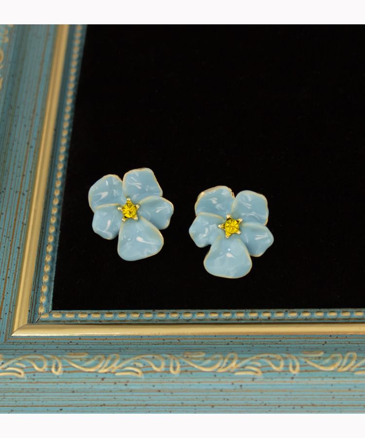 Stud Alloy Ear / Glaze Floral Cuff Earring