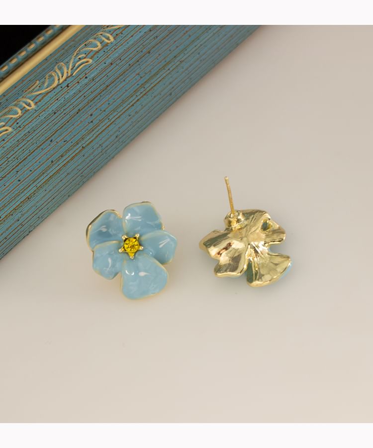 Stud Alloy Ear / Glaze Floral Cuff Earring