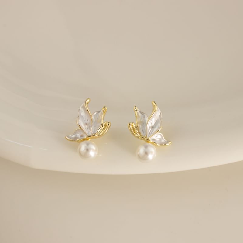 Drop Faux Alloy Earring Butterfly / Cuff Ear Pearl