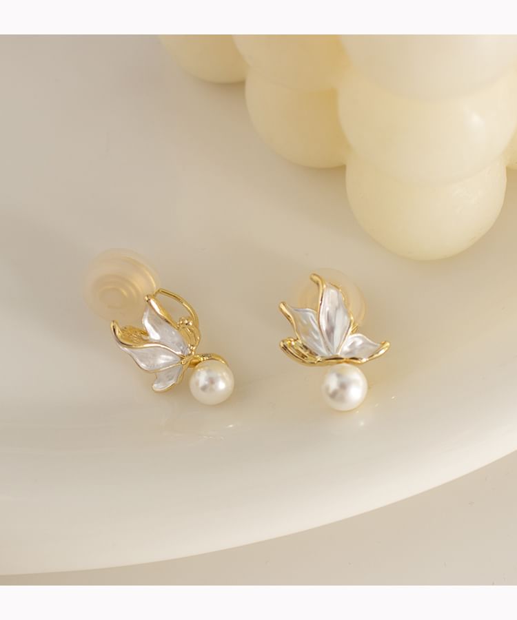 Drop Faux Alloy Earring Butterfly / Cuff Ear Pearl
