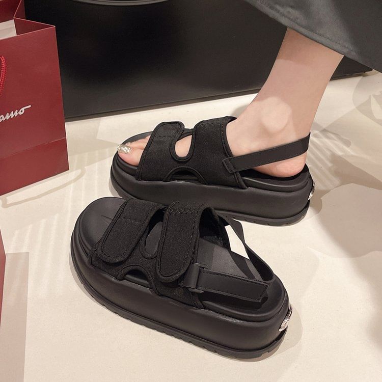 Strap Sandals Platform Adhesive Slingback Plain