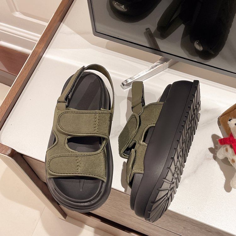 Strap Sandals Platform Adhesive Slingback Plain