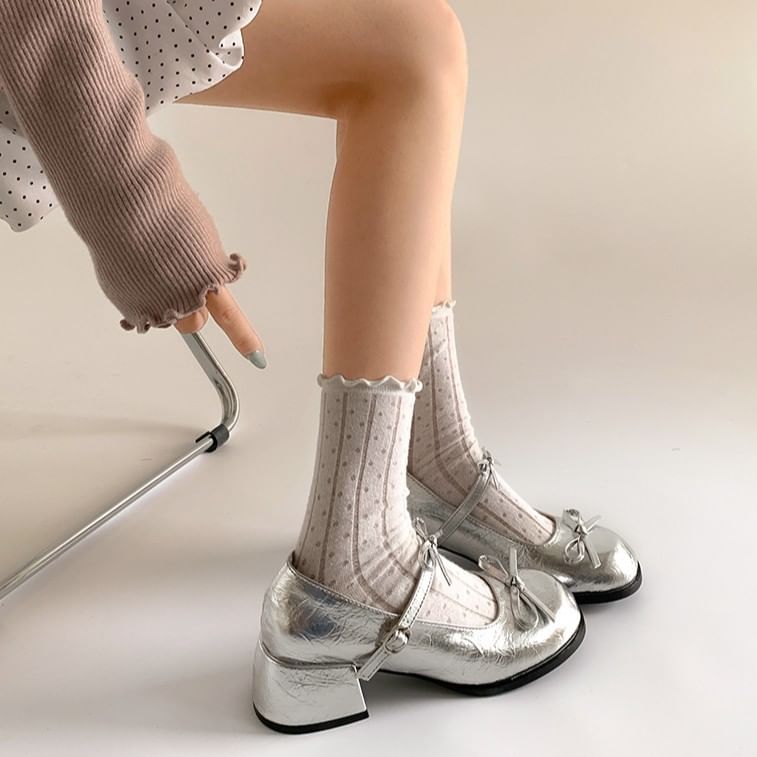 Jane Pumps Ribbon Heel Accent Block Mary