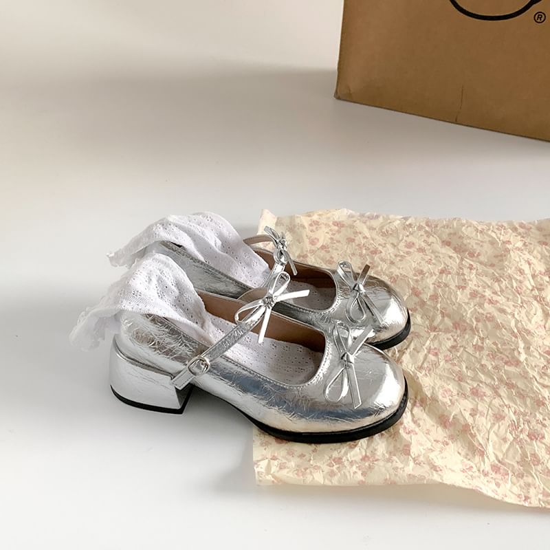 Jane Pumps Ribbon Heel Accent Block Mary