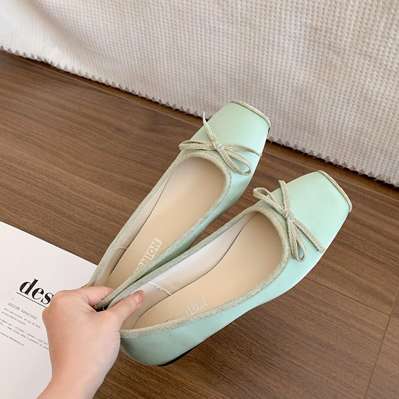 Flats Square Toe Ribbon Accent
