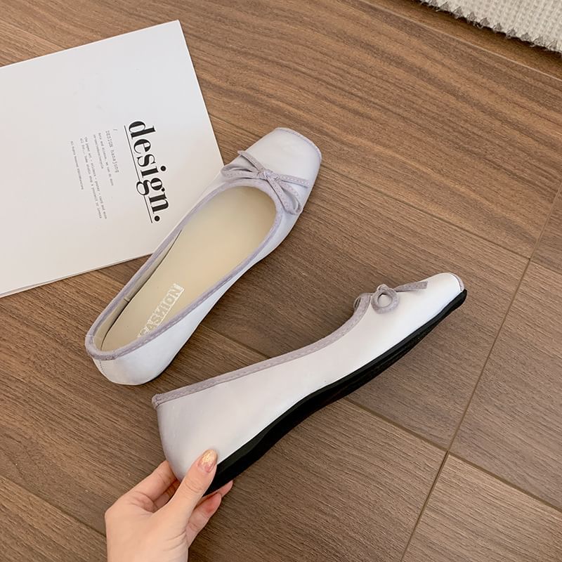 Flats Square Toe Ribbon Accent