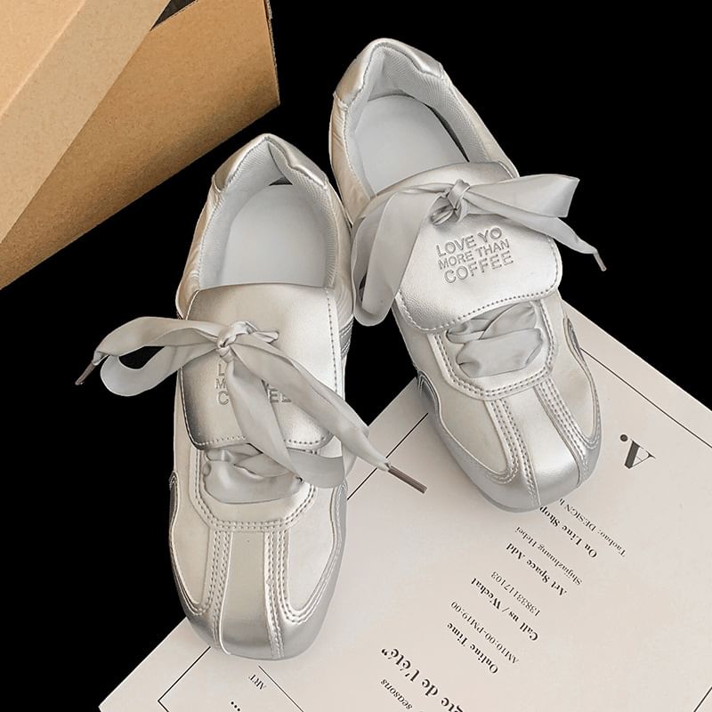 Lettering Ribbon Balletcore Sneakers