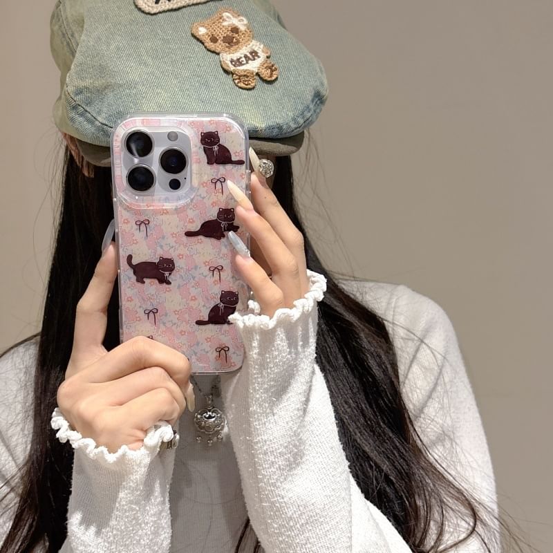 / Strap Case Set Floral Phone Cat