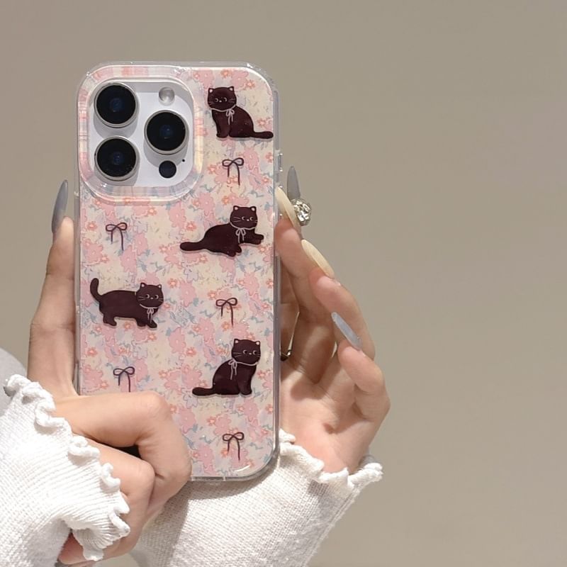 / Strap Case Set Floral Phone Cat