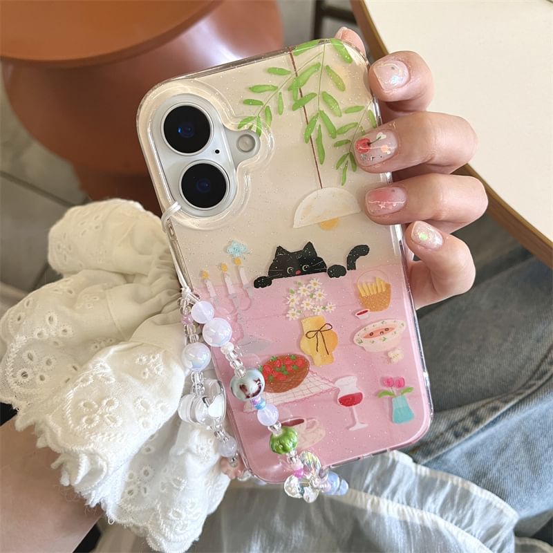 / Meal Strap Cat Table Phone Set Case