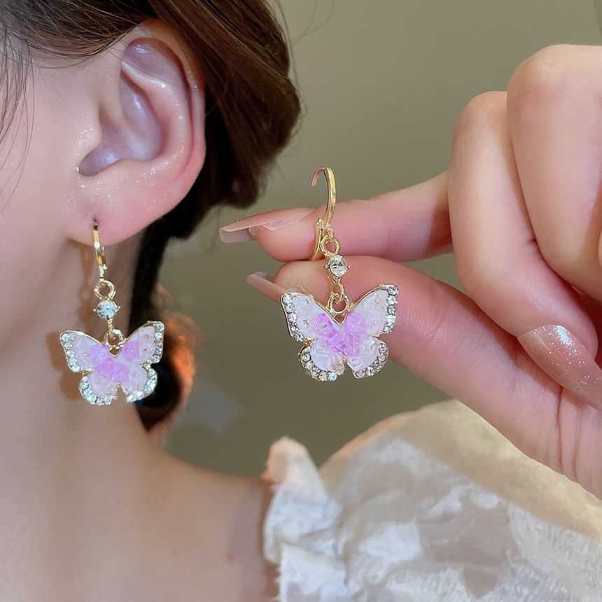 Dangle / Cuff Earring Ear Alloy Rhinestone Glaze Butterfly