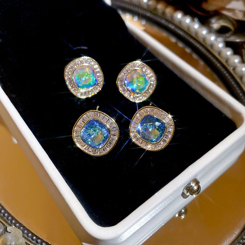 Rhinestone Earring Alloy Stud