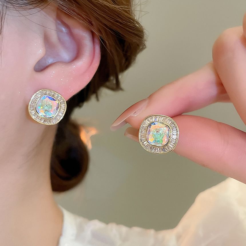 Rhinestone Earring Alloy Stud