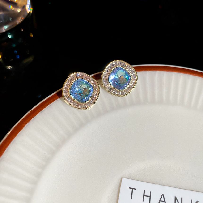 Rhinestone Earring Alloy Stud