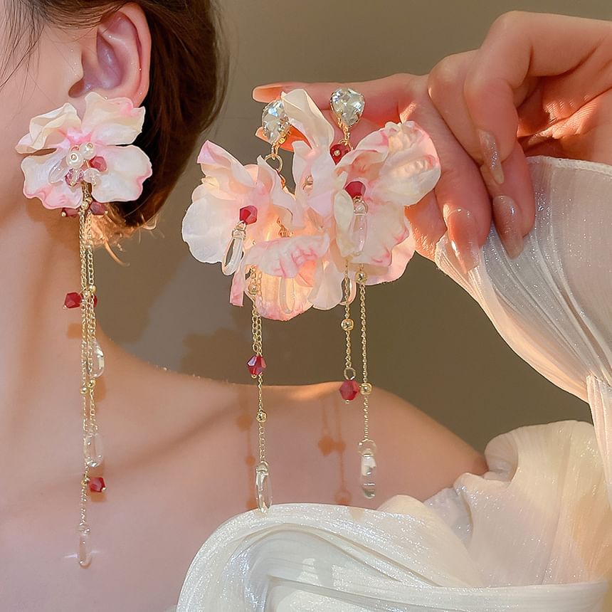 (Various Floral Dangle Fabric Designs) Alloy Earring