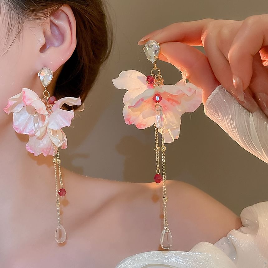 (Various Floral Dangle Fabric Designs) Alloy Earring