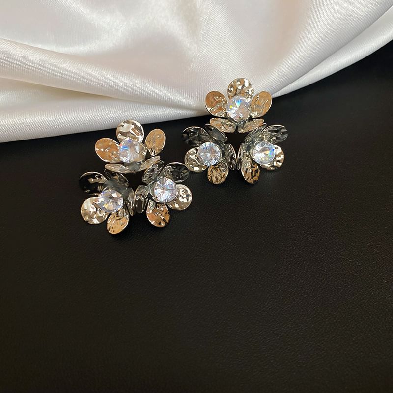 Floral Rhinestone Alloy Statement Earring