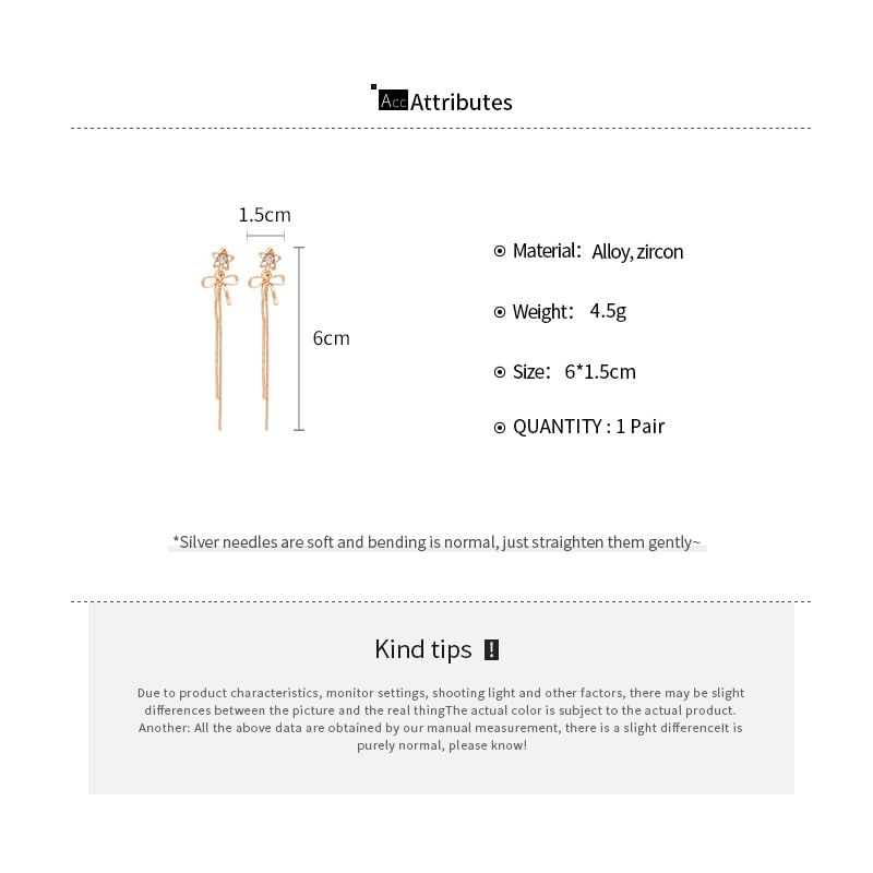 Earring Threader Rhinestone Star Alloy bow