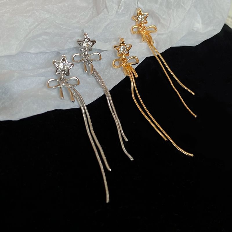 Earring Threader Rhinestone Star Alloy bow