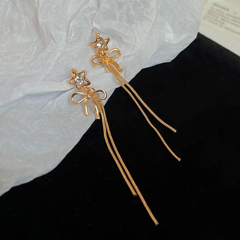 Earring Threader Rhinestone Star Alloy bow