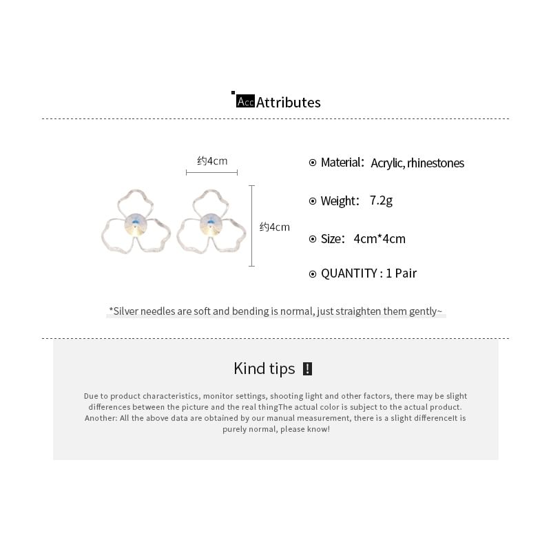 Designs) Acrylic (Various Rhinestone Floral Earring Statement