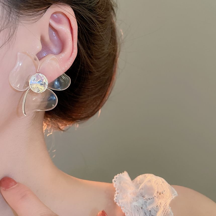 Designs) Acrylic (Various Rhinestone Floral Earring Statement