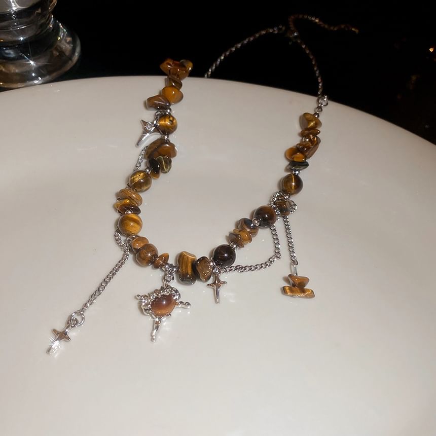 Faux Gemstone Bead Star Pendant Alloy Choker (Various Designs)