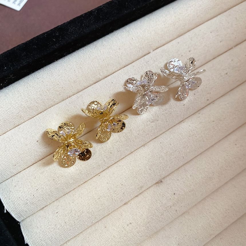 Earring Floral Rhinestone Statement Alloy