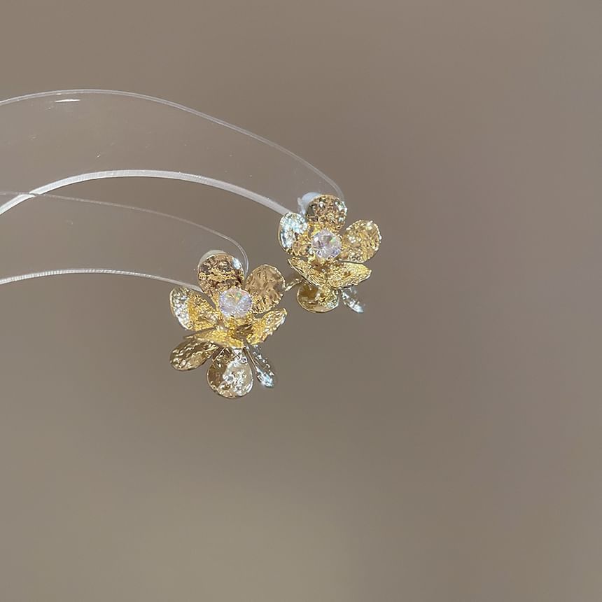 Earring Floral Rhinestone Statement Alloy