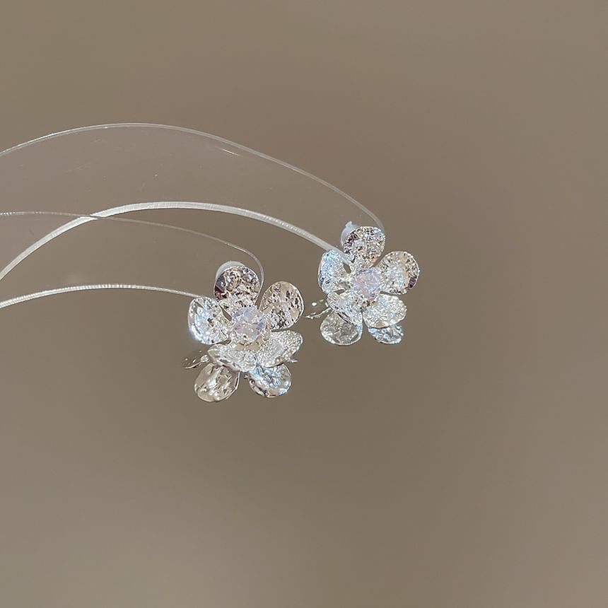 Earring Floral Rhinestone Statement Alloy