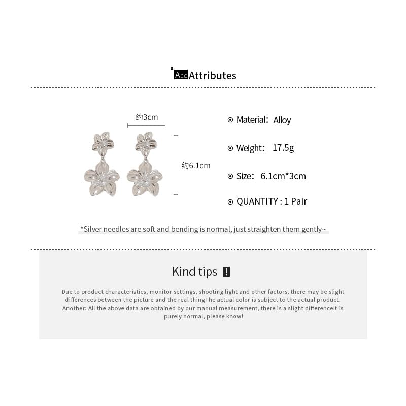 Floral Pendant Alloy Necklace / Drop Earring