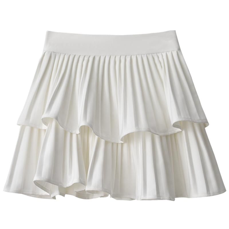 A-Line Waist Plain Skirt High Tiered Accordion Pleated Mini