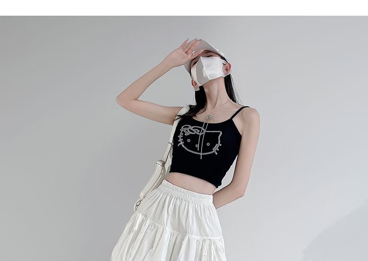 A-Line Mini Bow Elastic Plain Bubble Hem Skirt Waist