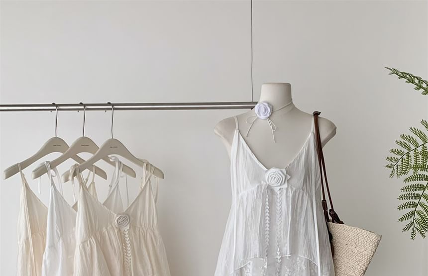 Maxi Lace Dress A-Line Spaghetti Strap V-Neck