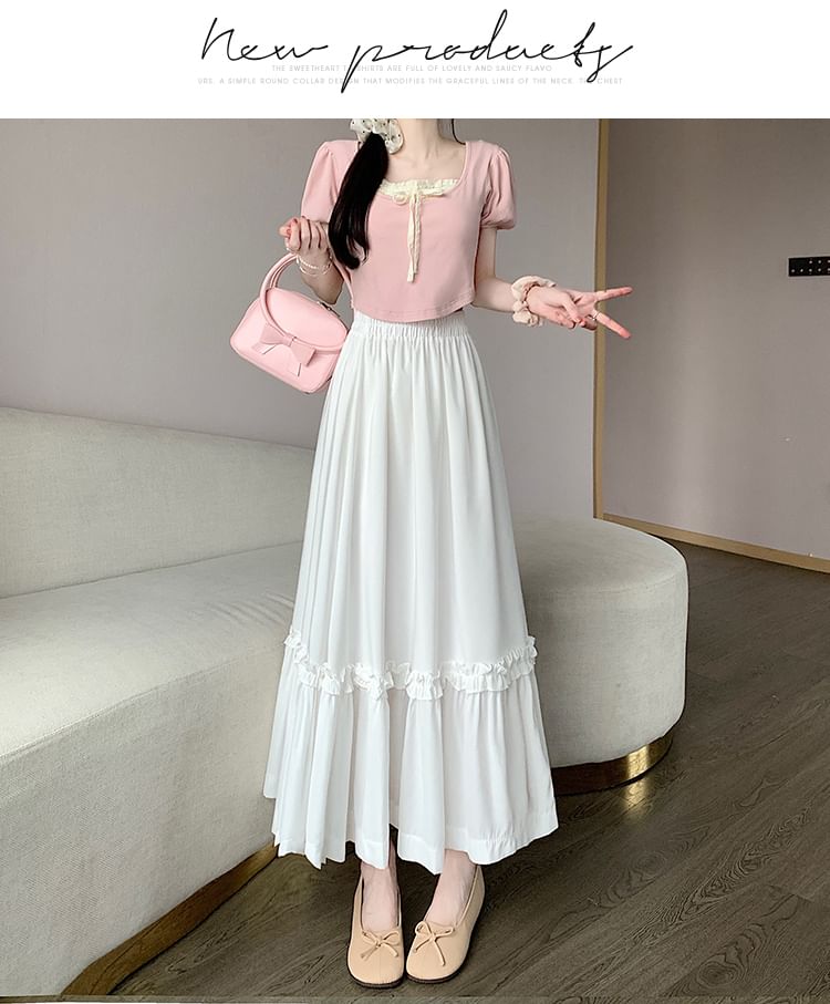 Maxi Skirt High Waist A-Line Plain