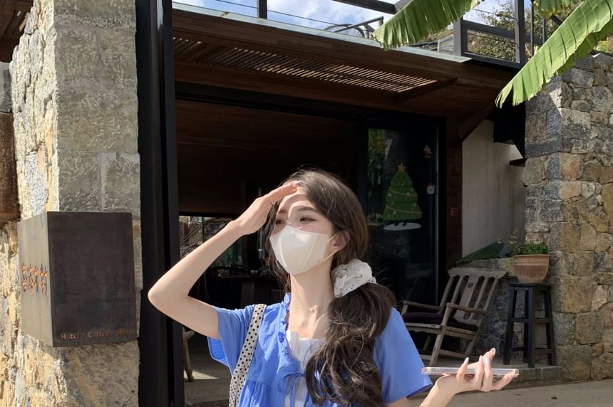 Two / Tone Mock Short-Sleeve Waist Top Maxi Two-Piece High