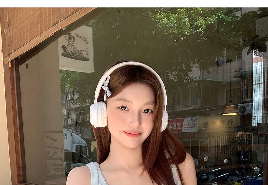 Top Frill Trim Tank Plain Crewneck