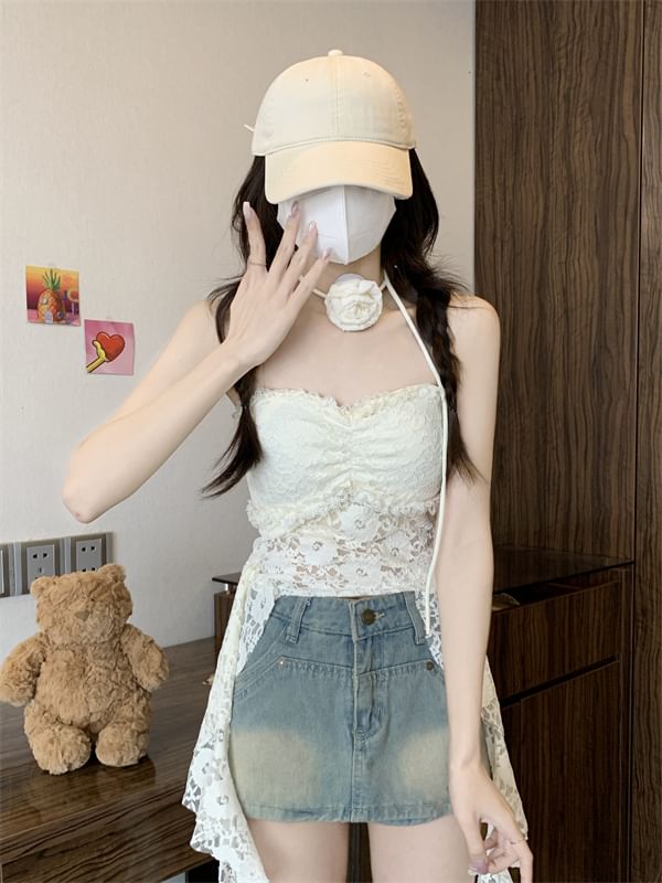 Top Lace Strapless Asymmetrical