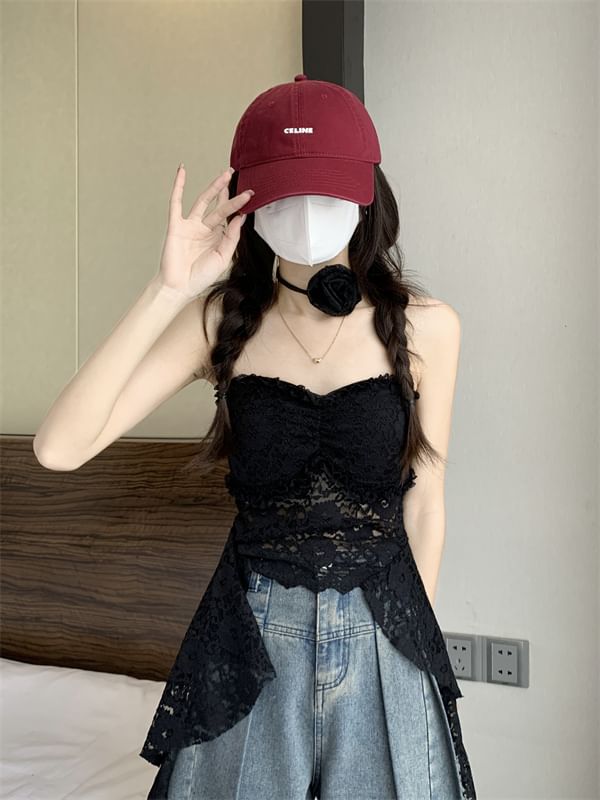 Top Lace Strapless Asymmetrical