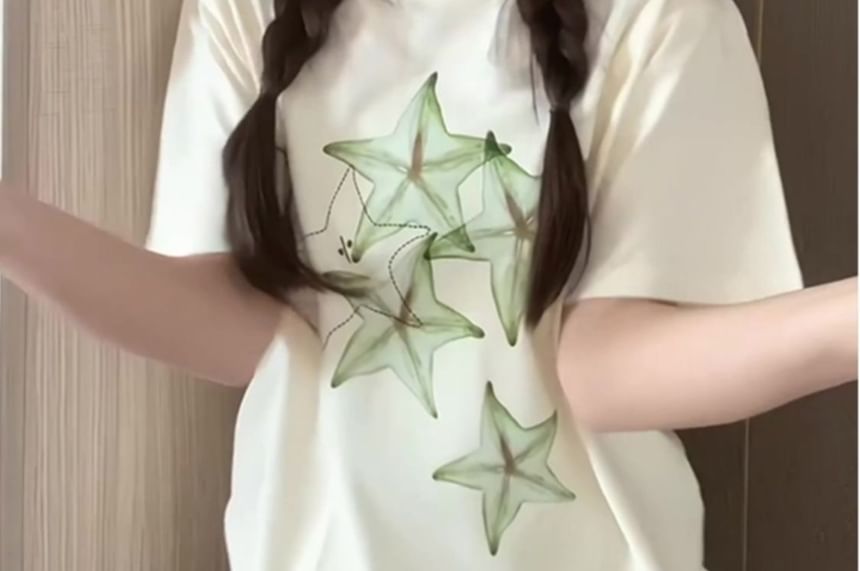 T-Shirt Short-Sleeve Crewneck Print Star
