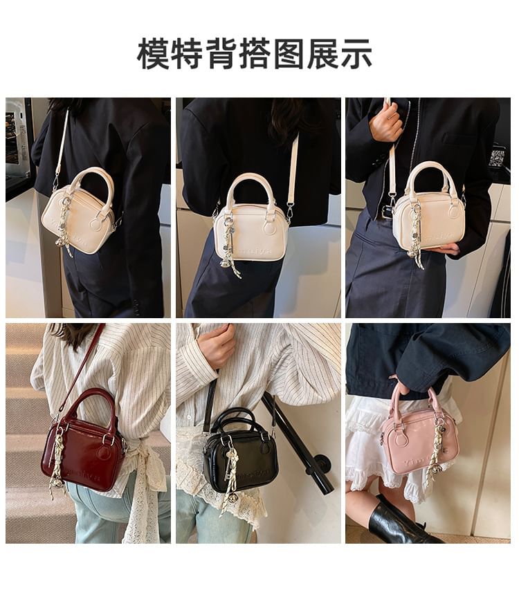 Bag Crossbody Handle Top Faux Leather Lettering