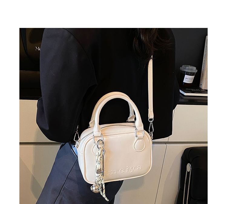 Bag Crossbody Handle Top Faux Leather Lettering