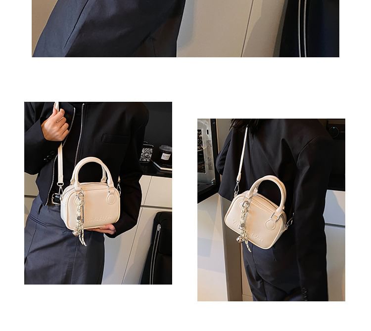 Bag Crossbody Handle Top Faux Leather Lettering