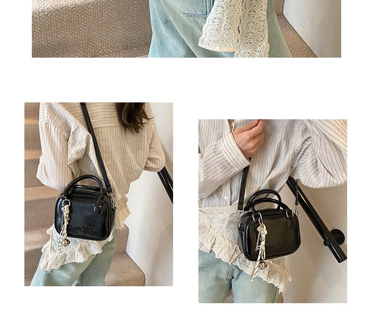 Bag Crossbody Handle Top Faux Leather Lettering