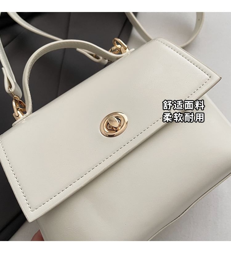 Bag Set Flap Twist Lock Handle Faux Crossbody Charm Leather Top /