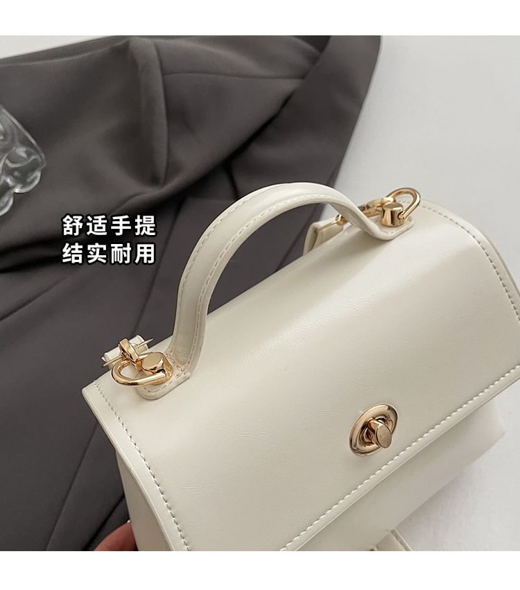 Bag Set Flap Twist Lock Handle Faux Crossbody Charm Leather Top /