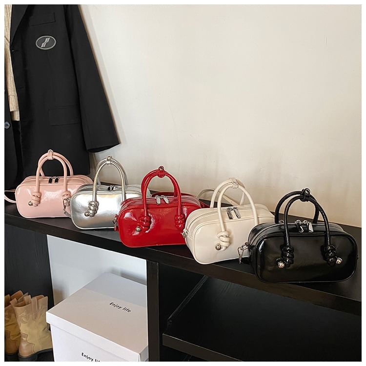 Leather Crossbody Bag Handle Faux Top Plain