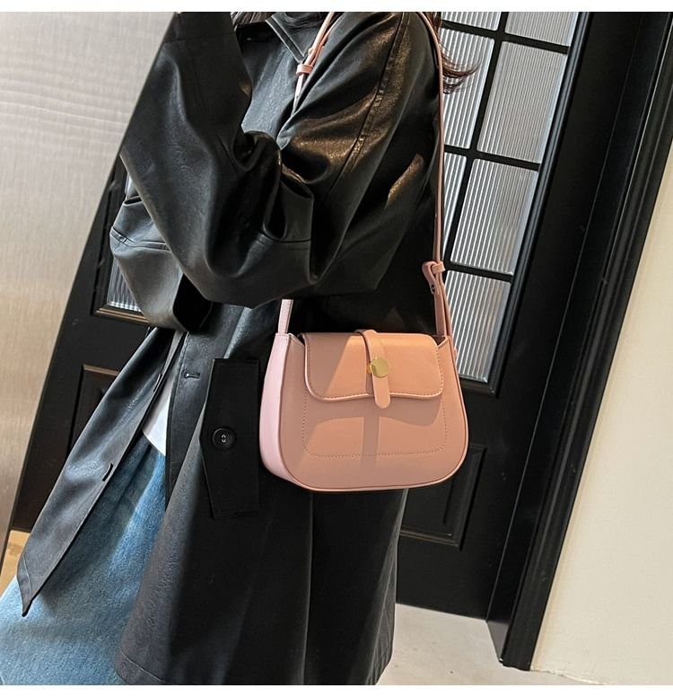 Bag Faux Crossbody Leather Flap Plain